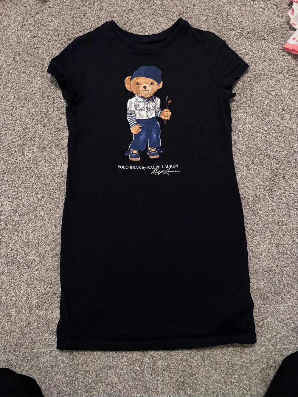 Ralph Lauren Black Polo Bear Graphic Tee Dress